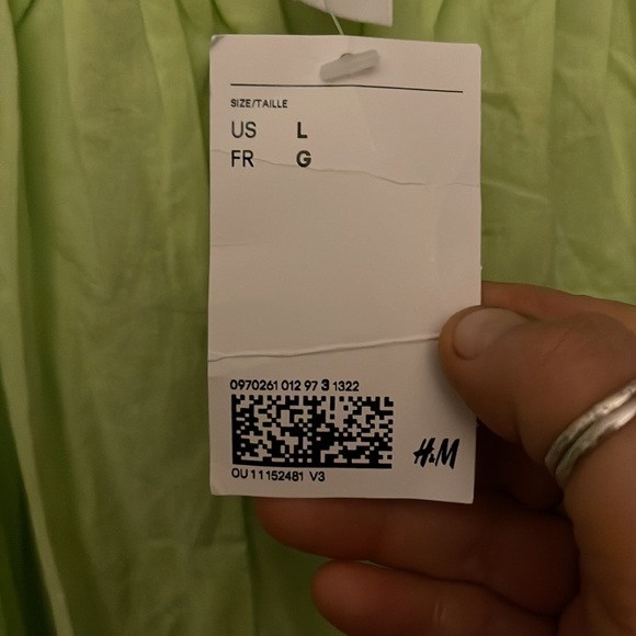 H&M NWT woman’s lime green mid calf ruffle sleeve dress - Picture 5 of 5